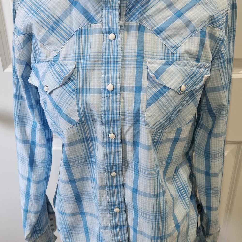 Cruel Girl Light Blue Checkered Top - Picture 2 of 8